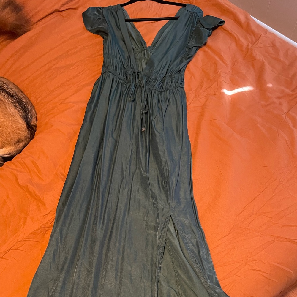 COPY - Green silky long dress